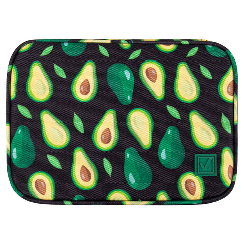 Пенал-косметичка BRAUBERG, 1 отделение, 1 откидная планка, ткань, 21×15x6 см, «Avocado»