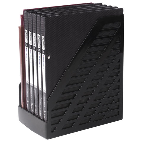 Лоток вертикальный для бумаг BRAUBERG «MAXI-plus» (250×160×300 мм), сетчатый, черный