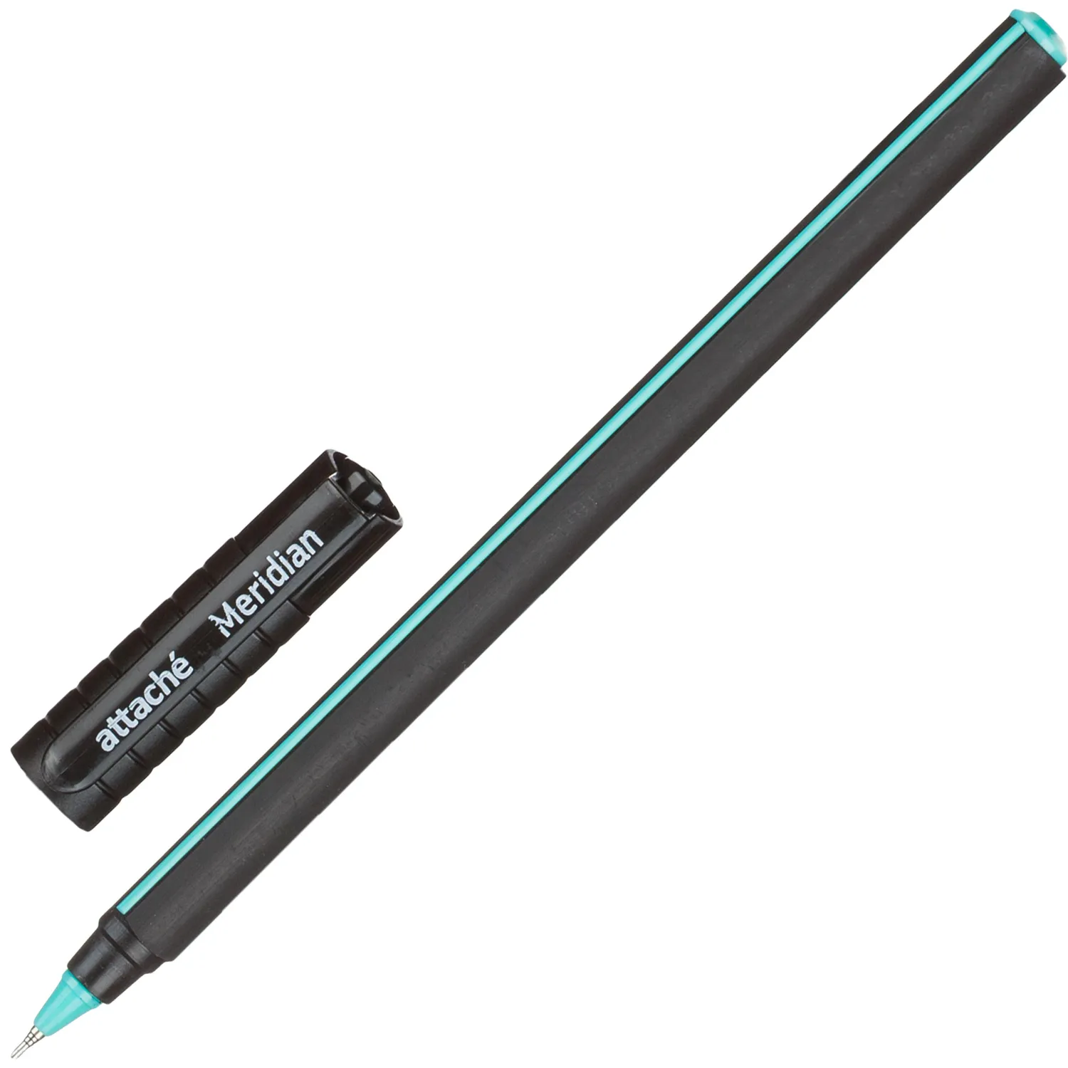превью Ручка шариковая Attache Meridian синяя (черно-бирюзовый корпус, толщина линии 0.35 мм)
