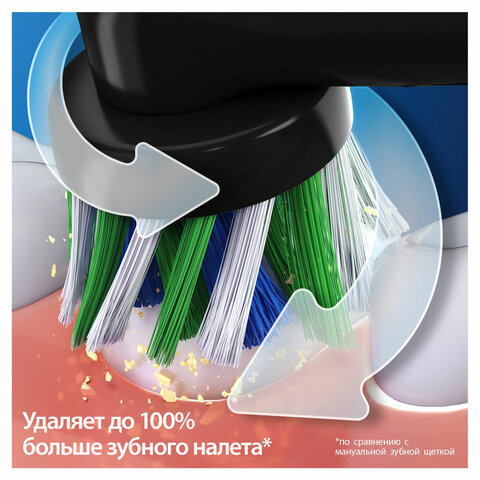 Зубная щетка электрическая ORAL-B (Орал-би) Vitality Pro, ЧЕРНАЯ, 1 насадка