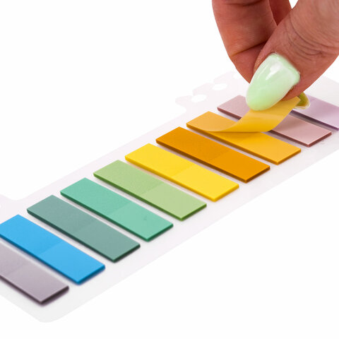 Закладки клейкие пастельные BRAUBERG PASTEL, пластиковые, 45×10 мм, 10 цветов х 20 листов