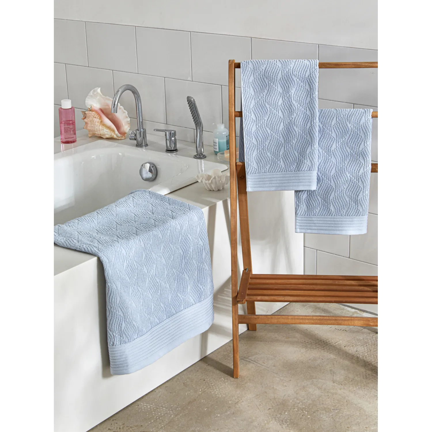 Полотенце махровое Комус банное бордюр Жаккард 70×120 см,500 г/м2, Голубой