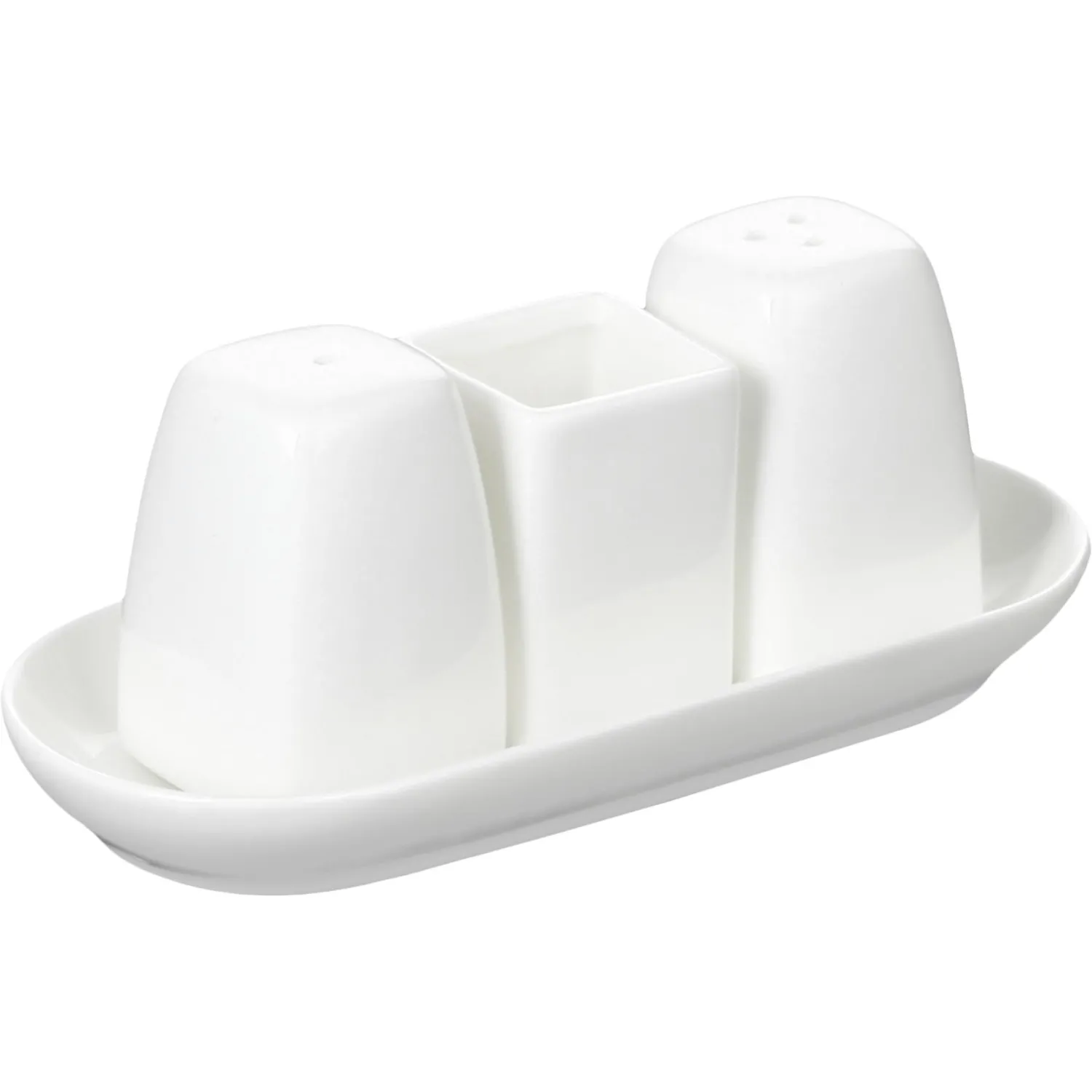Набор для специй Wilmax White Box 4 предмета (солонка, перечница, ёмкость для зубочисток, подставка)