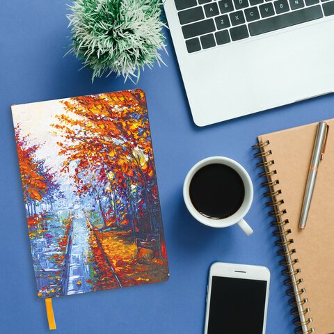 Блокнот А5 (143×210 мм), BRAUBERG VISTA «Aqua Autumn», под кожу, гибкий, 80 л. 