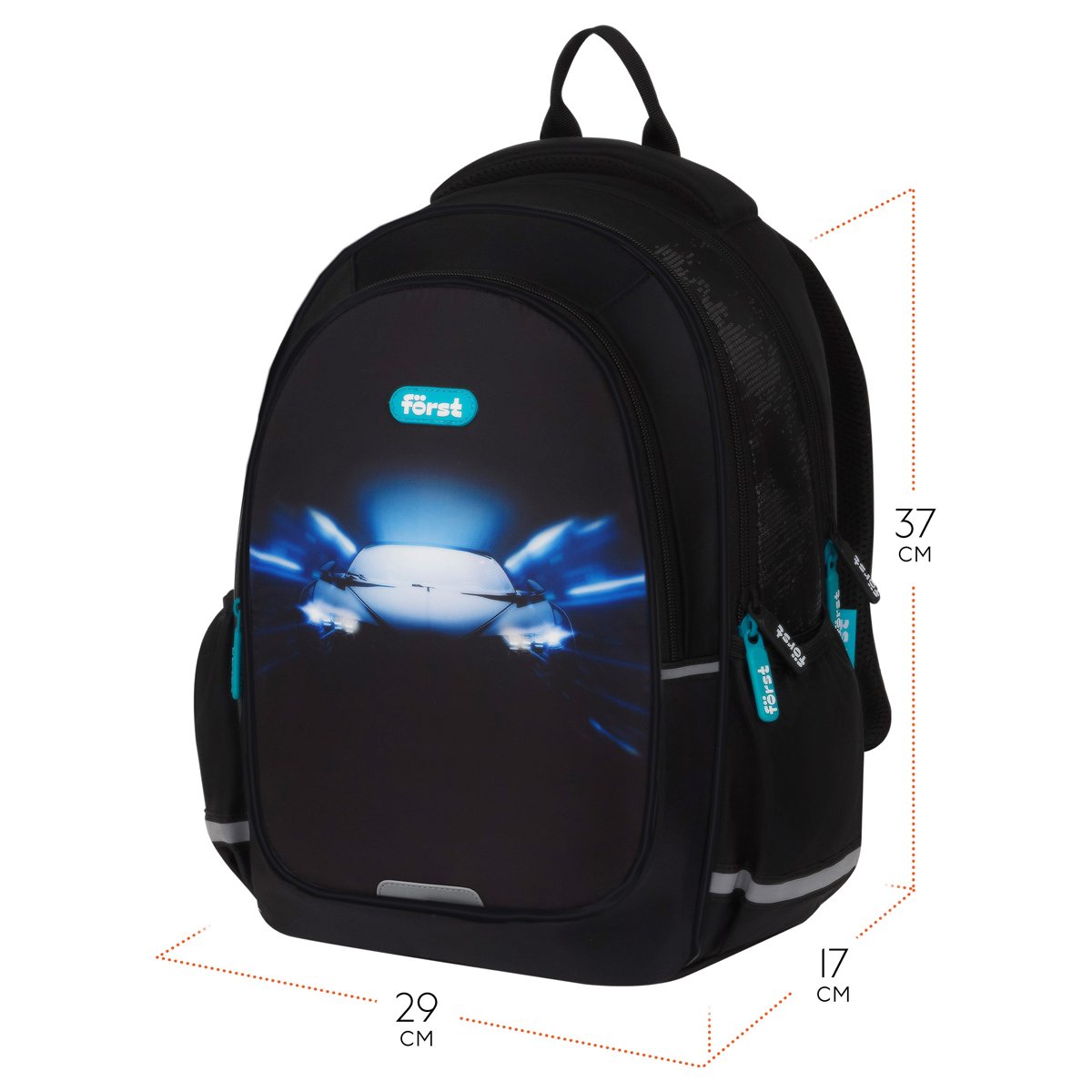 Рюкзак Först F-Cute «Car» 37×29×17см, 3 отделения, 2 кармана, анатомическая спинка