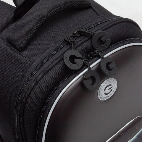 Ранец GRIZZLY анатомическая спинка, c бейджем, для мальчиков, «BLACK CAR», 36×28х20 см