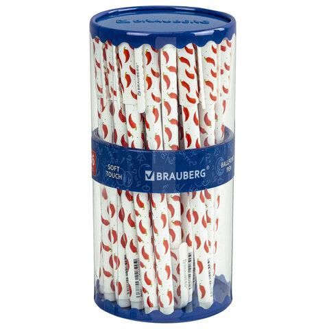 Ручка шариковая BRAUBERG SOFT TOUCH STICK «CHILI PEPPER», СИНЯЯ, мягкое покрытие, узел 0.7 мм