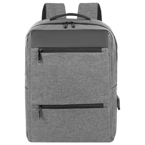 Рюкзак HEIKKI PANEL (ХЕЙКИ), отделение для ноутбука, USB-порт, серый, 44×30x13 см