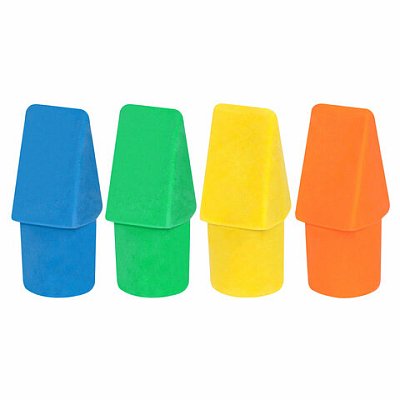 Ластики-колпачки BRAUBERG «Eraser Caps», НАБОР 12 ШТУК, яркие цвета ассорти, блистер