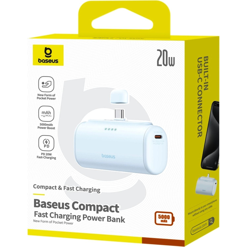 Внешний аккумулятор Baseus Compact USB-C 5k mAh 20W BL (BAS-P1006830631300)