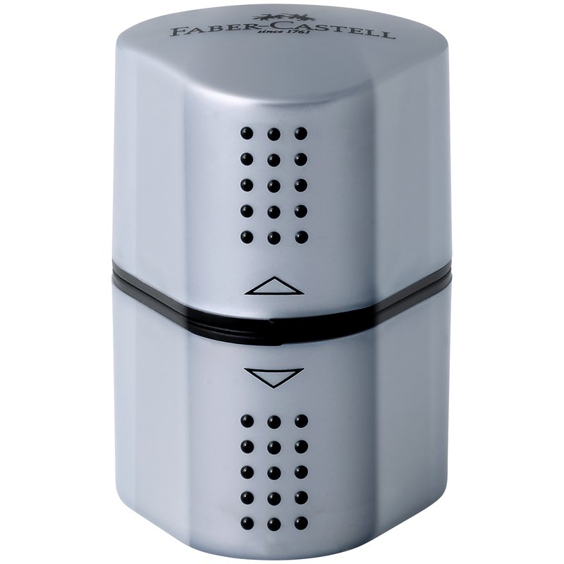 Набор карандашей ч/г Faber-Castell «Grip 2001», 3шт., трехгран., заточен., 2 шт. ластик-колпачок, точилка, серебр. блистер