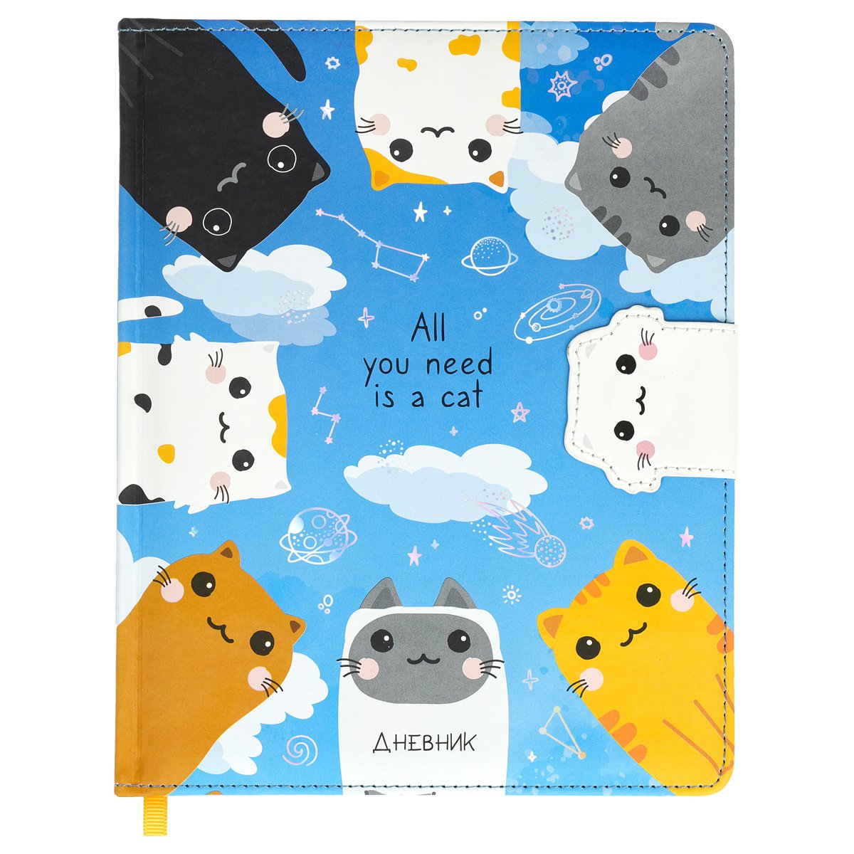 Дневник 1-11 кл. 48л. (твердый) MESHU «Kittens», иск. кожа, УФ-печать, магн. клапан, тиснение фольгой, тон. блок, ляссе