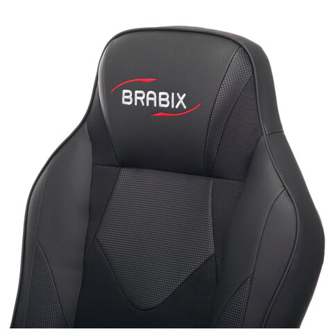 Кресло компьютерное BRABIX «Game GM-017», экокожа/ткань, черное, 532641
