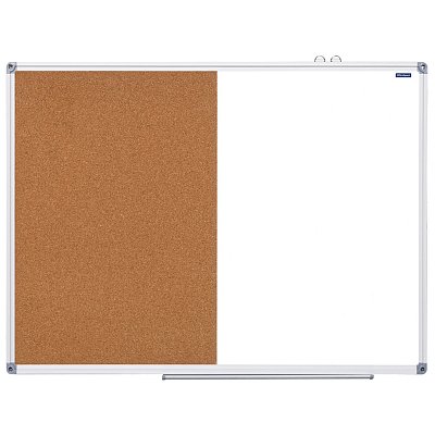 Доска магнитно-маркерная/пробковая OfficeSpace, 90×120 см, алюминиевая рамка