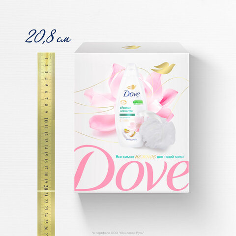 Подарочный набор DOVE «Фисташковый крем»: крем-гель для душа 250 мл + мочалка для тела