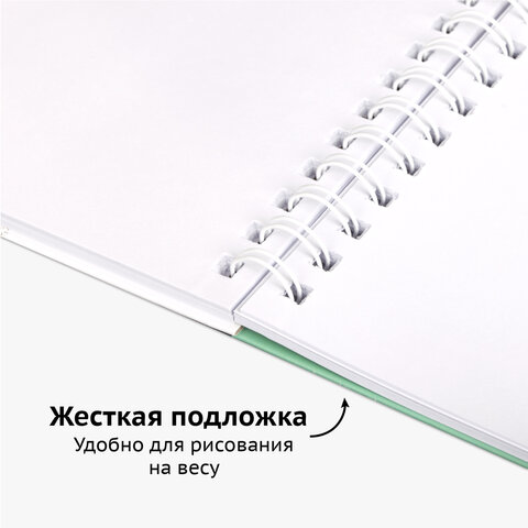 Скетчбук белая бумага 100 г/м2 142×212 мм, 80 л., гребень, твердая обложка, BRAUBERG ART DEBUT