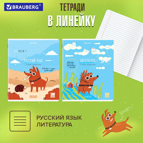 Тетради предметные, КОМПЛЕКТ 12 ПРЕДМЕТОВ, 48 л., TWIN-лак, BRAUBERG, «DOG БОБИК»