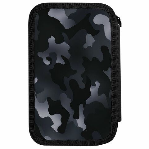Пенал ПИФАГОР, 3 отделения, ламинированный картон, 19×11 см, «Black camo»