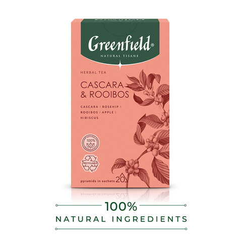 превью Чай GREENFIELD Natural Tisane «Cascara & Rooibus» травяной, 20 пирамидок по 1.8 г, ш/