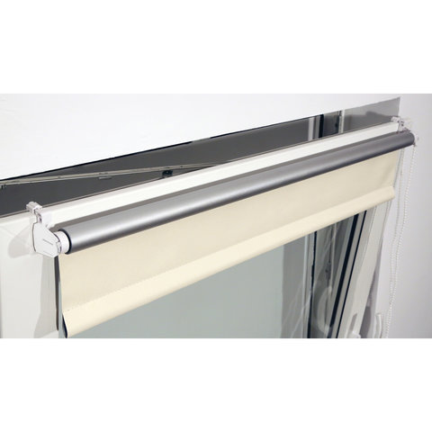 Штора рулонная светонепроницаемая (Блэкаут) BRABIX 70×175 см, кремовый/серебро, 606011