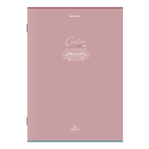 Тетрадь А4, 96 л., BRAUBERG, скоба, клетка, глянцевый лак, «Pastel», (микс в спайке)