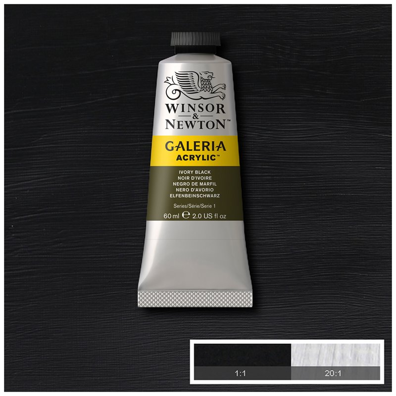 Краски акриловые Winsor&Newton «Galeria», 60 мл, туба, черная слоновая кость