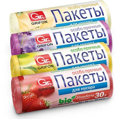 Мешки для мусора «Арома» 30 л, в рулоне, ассорти 20 шт., ПНД, 26×53.5 см, 9 мкм, GRIFON