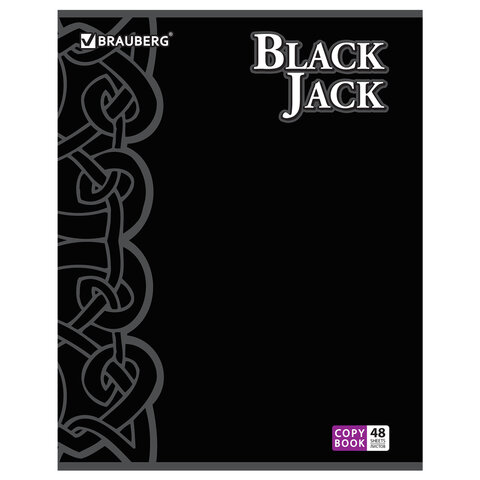 Тетрадь 48 л. BRAUBERG, клетка, выборочный лак, "Black Jack", 5 видов