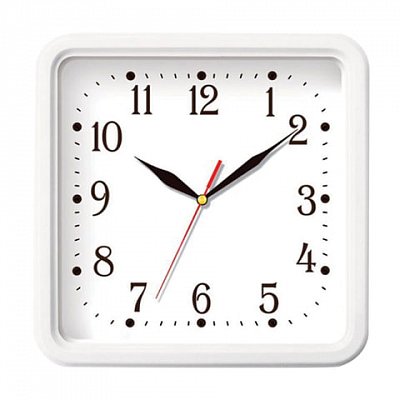 Часы настенные TROYKA 81810835, квадрат, белые, белая рамка, 26×26×3.5 см