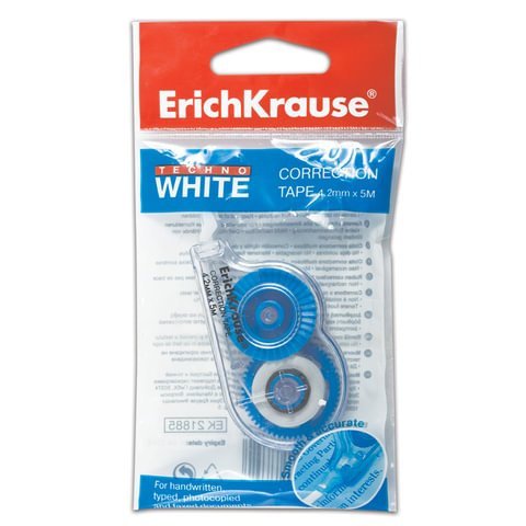 Корректирующая лента ERICH KRAUSE «Techno White Mini», 4.2 мм х 5 м, в упаковке с европодвесом
