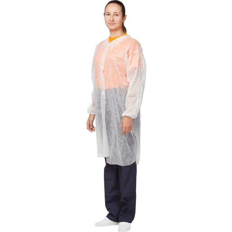 Халат на липучках (30гр) белый р. XХXL, арт. LC3025L3W150110.10шт/уп