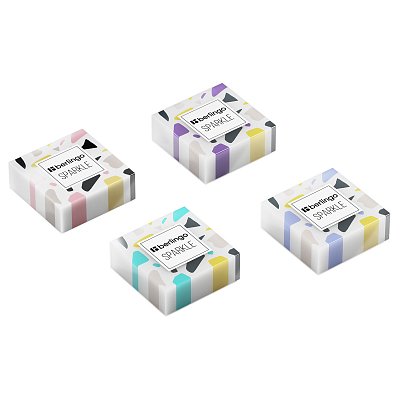 Ластик Berlingo «Sparkle», прямоугольный, цвета ассорти, 34×34×12мм