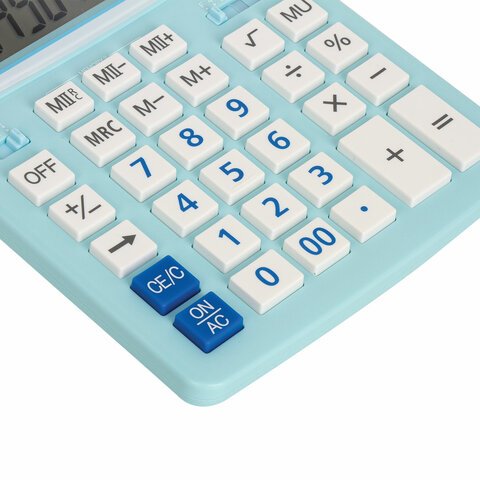 Калькулятор настольный BRAUBERG EXTRA PASTEL-12-LB (206×155 мм), 12 разрядов, двойное питание, ГОЛУБОЙ