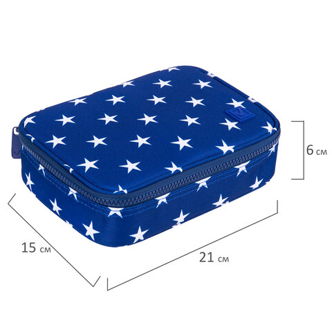 Пенал-косметичка BRAUBERG, 1 отделение, 1 откидная планка, ткань, 21×15x6 см, «Stars»