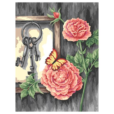 Картина по номерам на холсте ТРИ СОВЫ «Ключи», 30×40, с акриловыми красками и кистями
