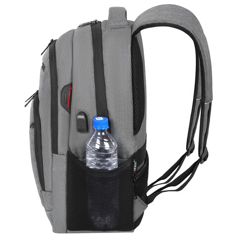 Рюкзак HEIKKI SECURE (ХЕЙКИ) универсальный, отделение для ноутбука, серый, 46×31x19 см