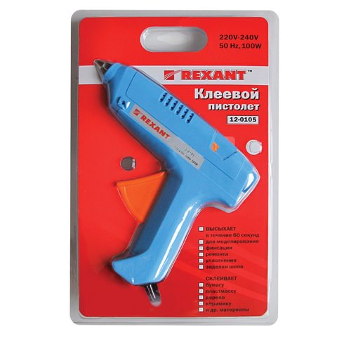 превью Клеевой пистолет REXANT, 100 Вт, для стержня 11 мм, в блистере