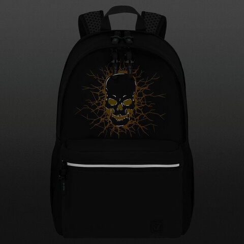 Рюкзак BRAUBERG FASHION CITY универсальный, 2 отделения, Skull, черный, 46×31х15 см