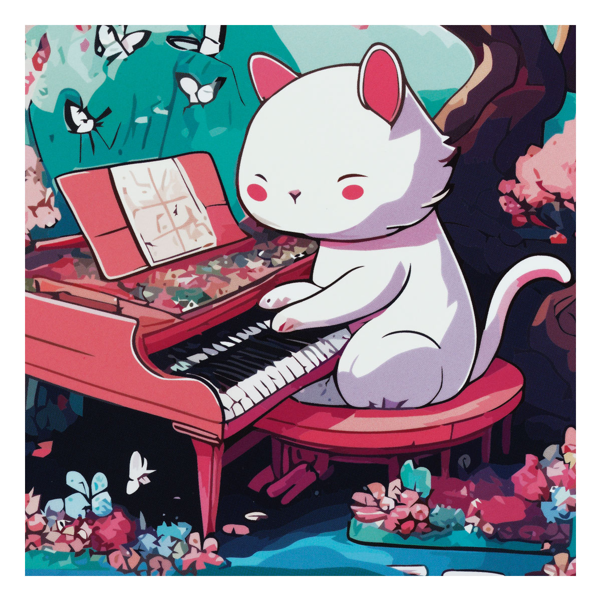 Записная книжка 170×170 мм 40л. на скрепке MESHU «Cat`s symphonie», soft-touch ламинация, блок без линовки, 80г/м2