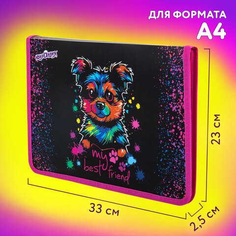 Папка для труда на молнии ЮНЛАНДИЯ А4, 1 отделение, откидная планка, органайзер, «True friend»