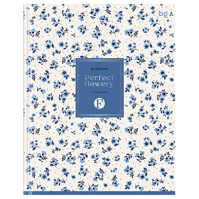 Дневник 1-11 кл. 40л. (твердый) BG «Blue flowers», матовая ламинация, тиснение фольгой