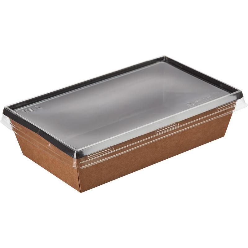 Бумажный контейнер OneClick для салатов, для второго 800 мл черный (200×120×55 мм, 300 штук в упаковке)