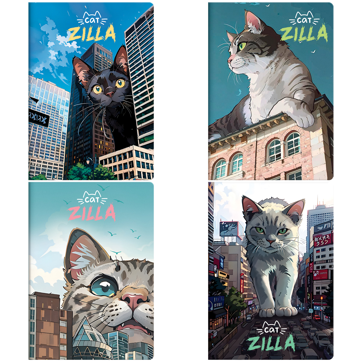 превью Тетрадь 40л., А5, клетка MESHU «CatZilla», матовая ламинация, ЕВРО