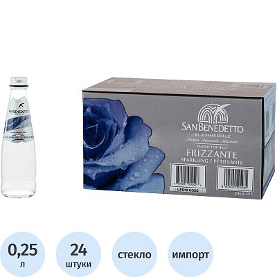 Вода минеральная San Benedetto газ. Стекло, 0.25л