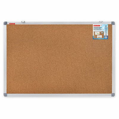 Доска пробковая для объявлений 60×90 см, алюминиевая рамка, BRAUBERG Extra