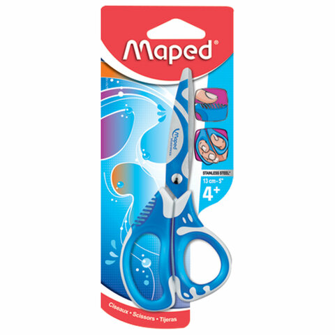 Ножницы MAPED "Zenoa Fit", 130 мм, прорезиненные ручки, с цветной печатью, картонная упаковка с европодвесом