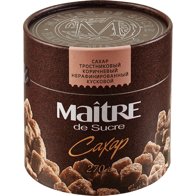 превью Сахар Maitre de Sucre тростниковый коричневый кусковой,270г