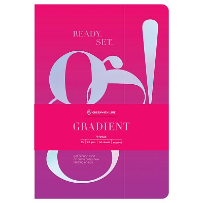 Тетрадь 40л., А5, клетка на сшивке Greenwich Line «Gradient», софт-тач, тиснение фольгой, тон. блок 80г/м2
