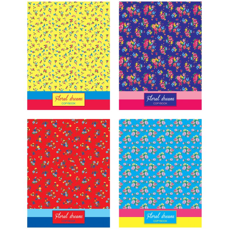 превью Тетрадь на кольцах А5, 200л., BG «Floral Dreams», 4 цвет. блок, глянцевая ламинация