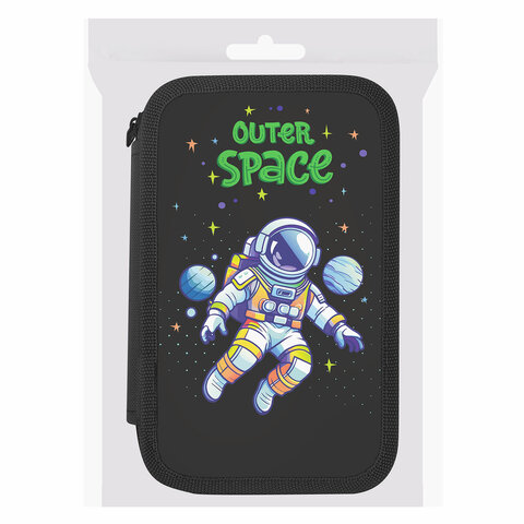 Пенал ПИФАГОР, 3 отделения, ламинированный картон, 19×11 см, «Outer space»